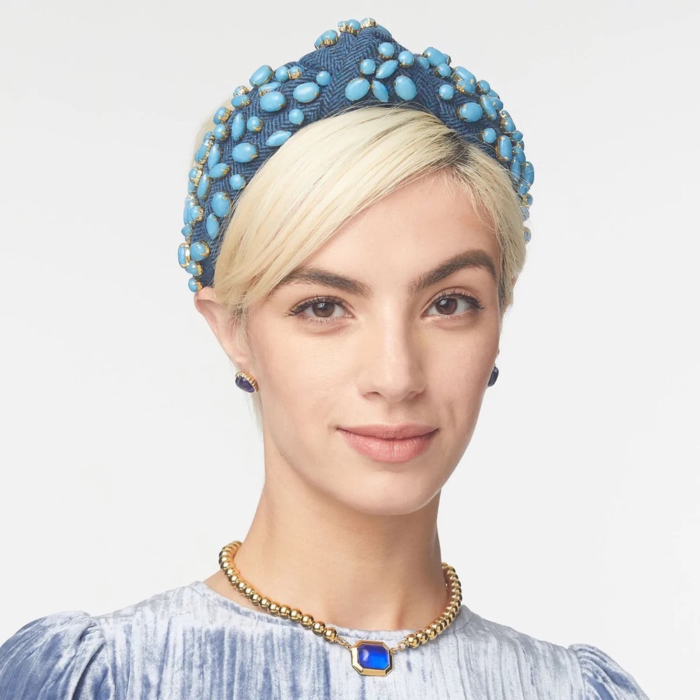 Lele Sadoughi MIDNIGHT PEBBLE CABOCHON KNOTTED HEADBAND